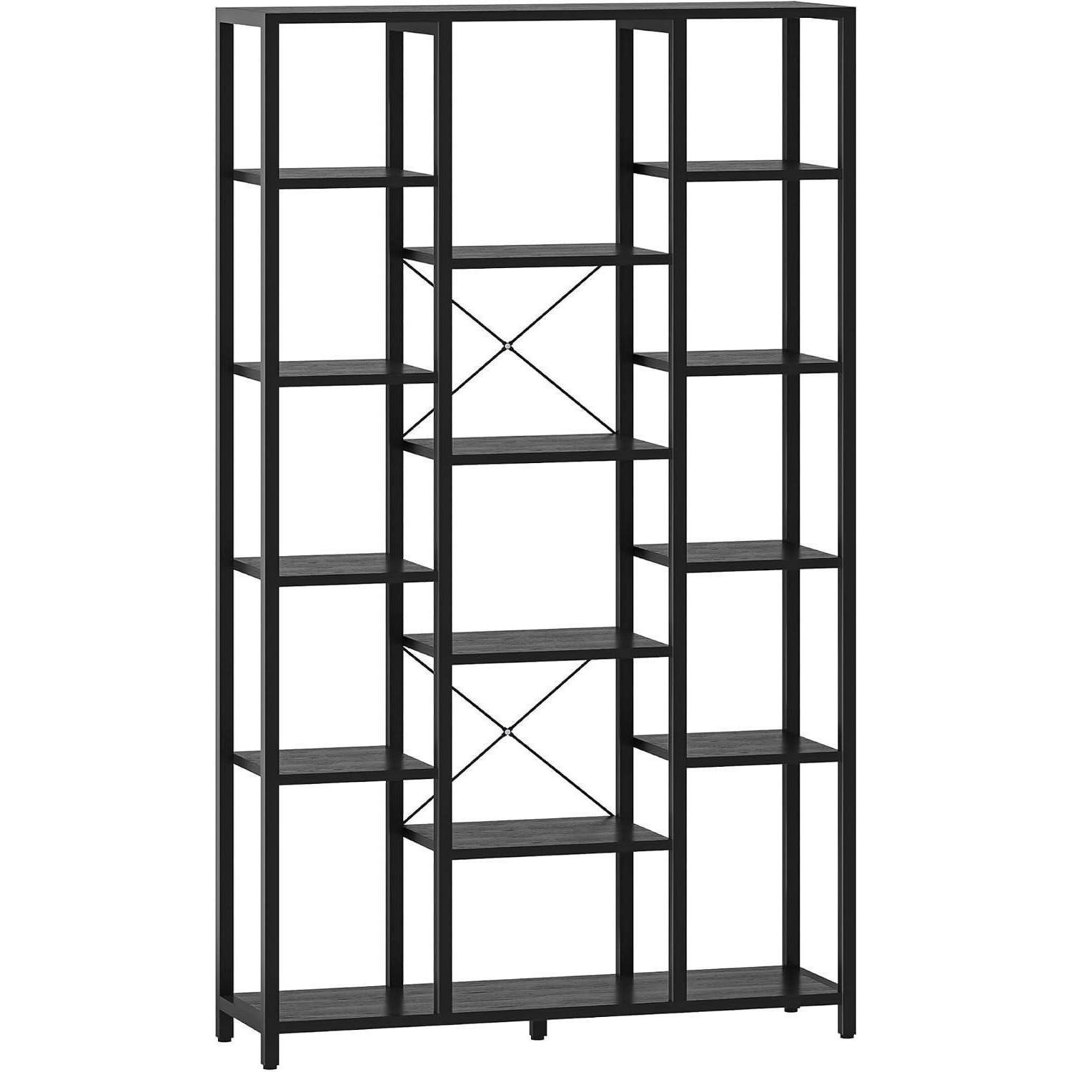 BÜCHERREGAL mit 6 Ebenen 30 x 100 x 170 cm Schwarz mit Holzmaserung - Schwarz, Holzwerkstoff (100/170/30cm)