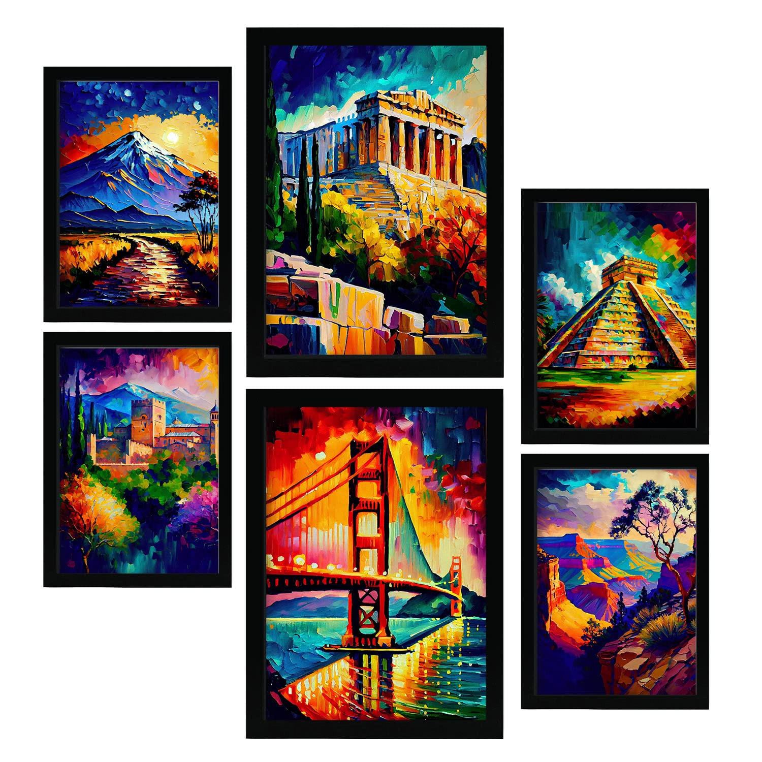 POSTER Set Mit 6 Ästhetisch Im Ölgemälde Stil A3 & A4 Rahmenlos - Klar, Papier (29/3cm) - Nacnic