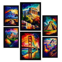 POSTER Set Mit 6 Ästhetisch Im Ölgemälde Stil A3 & A4 Rahmenlos - Klar, Papier (29/3cm) - Nacnic