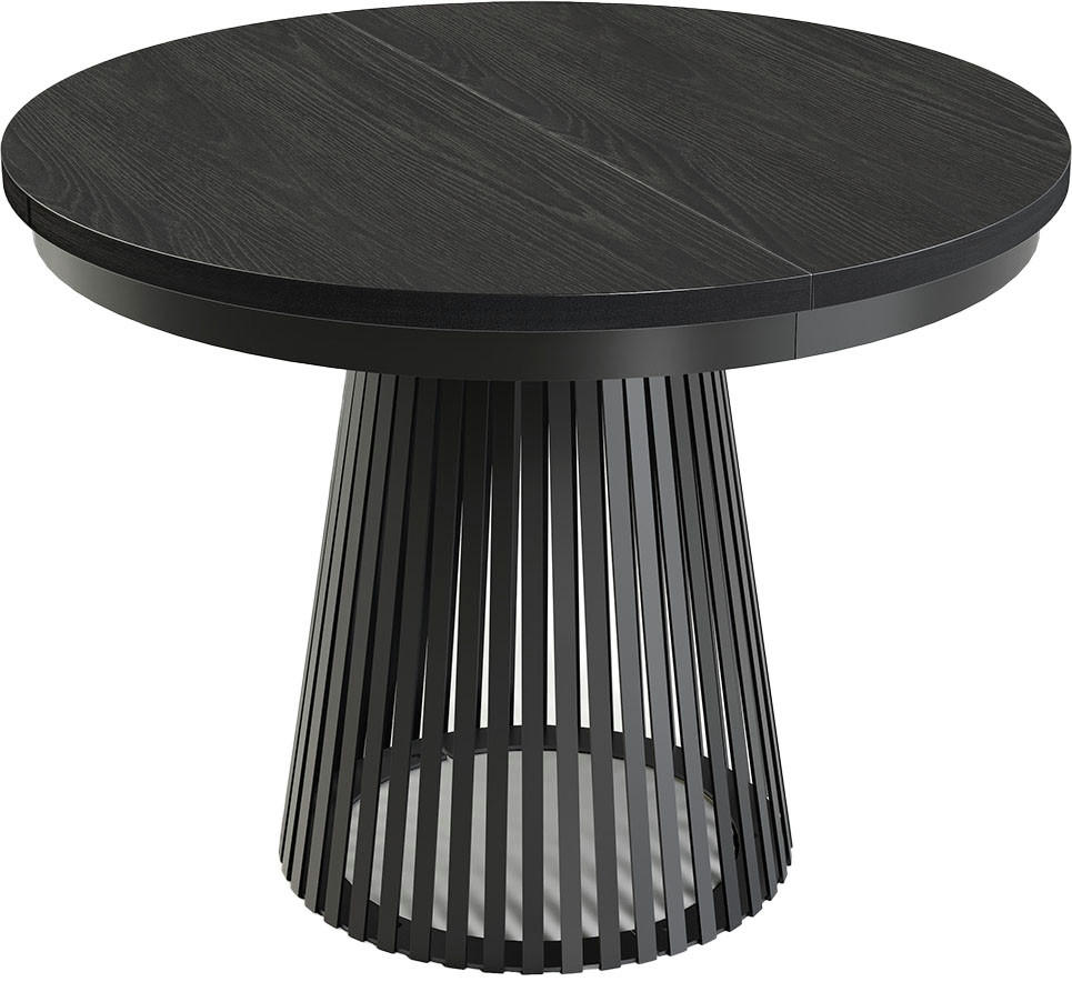ESSTISCH Scala runder ausziehbarer, Schwarz 100-180/100/75 cm - Schwarz, Holzwerkstoff/Metall (100/100/75cm) - WFL GROUP