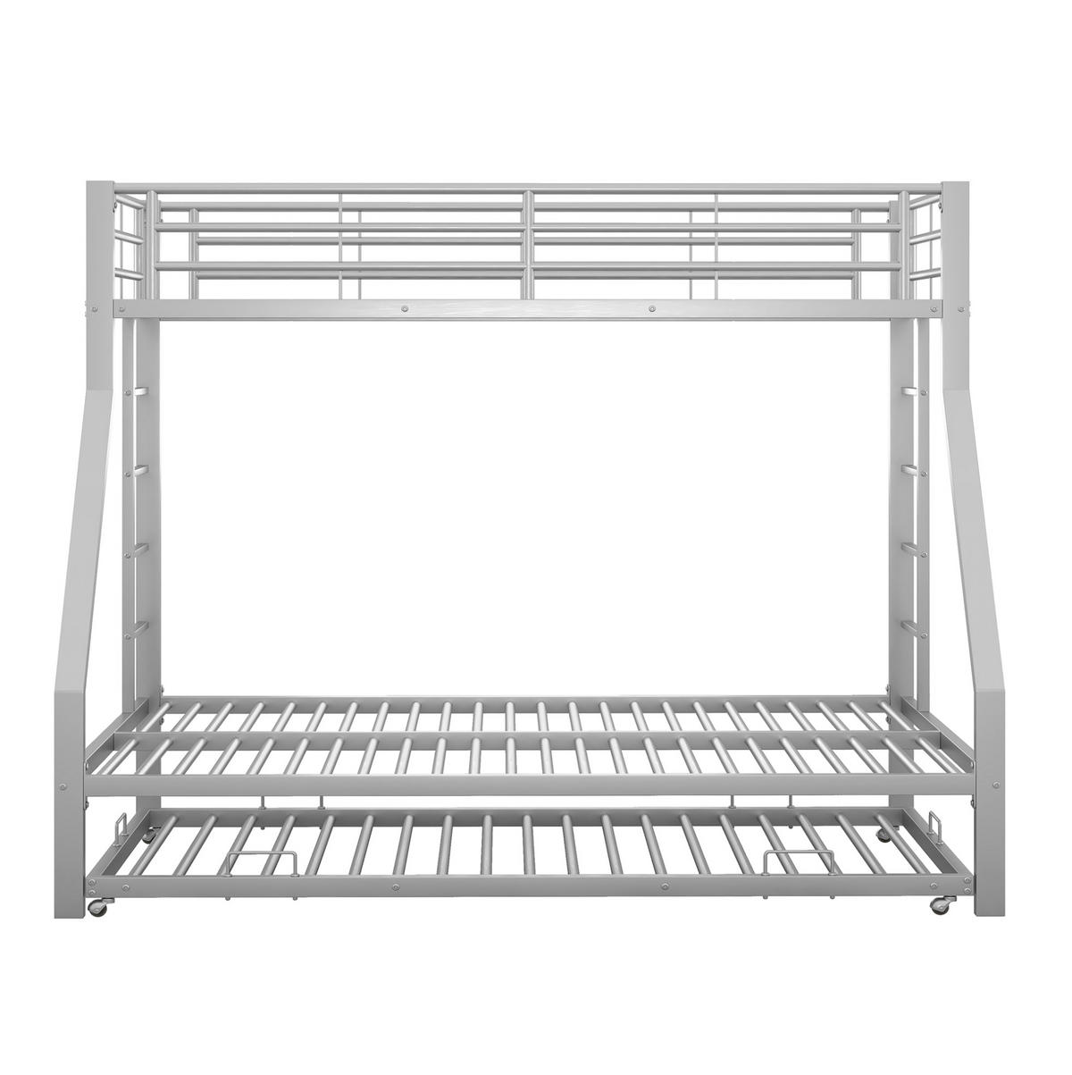 ETAGENBETT aus Metall 90/140x200 cm in Silber mit Ausziehbett - Silberfarben, Metall (90/190cm) - Modfu