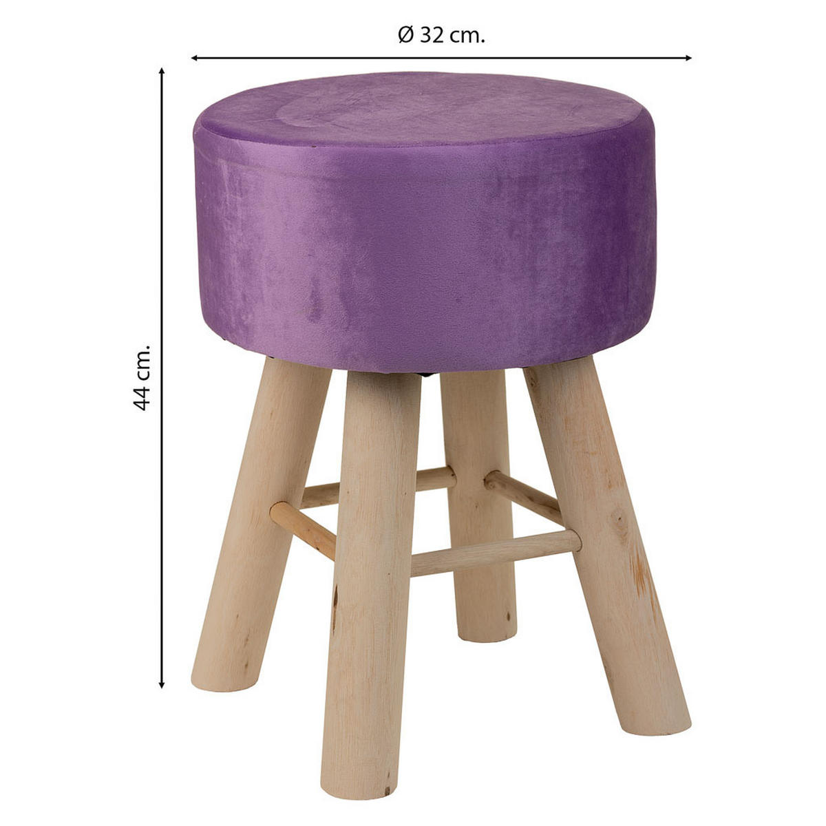 HOCKER aus Holz, 32x44cm - Violett, Holzwerkstoff (32/44/32cm) - Wanderlust