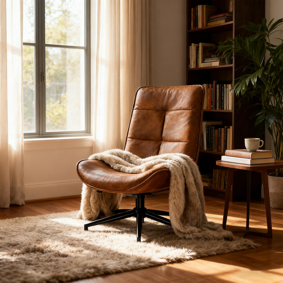 SESSEL Brauner Drehstuhl - Braun, Metall (61/95/67cm) - Meubles Cosy