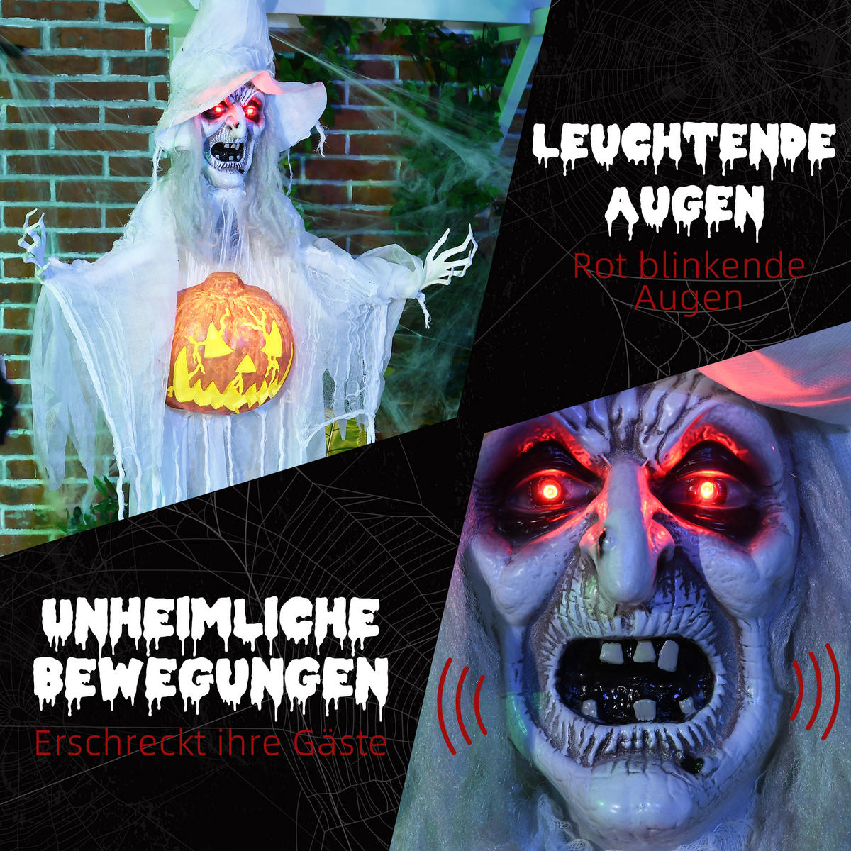 HALLOWEEN HORROR-CLOWN, Weiß, Polyester, PE, Stahl - Weiß, Kunststoff (18/183/60cm) - HOMCOM