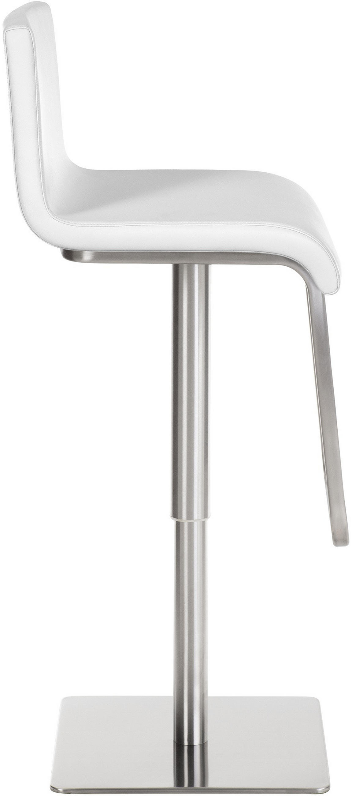 BARHOCKER Bitor Kunstleder Weiß Silber - Weiß, Leder/Metall (39/80/46cm) - DELUKE