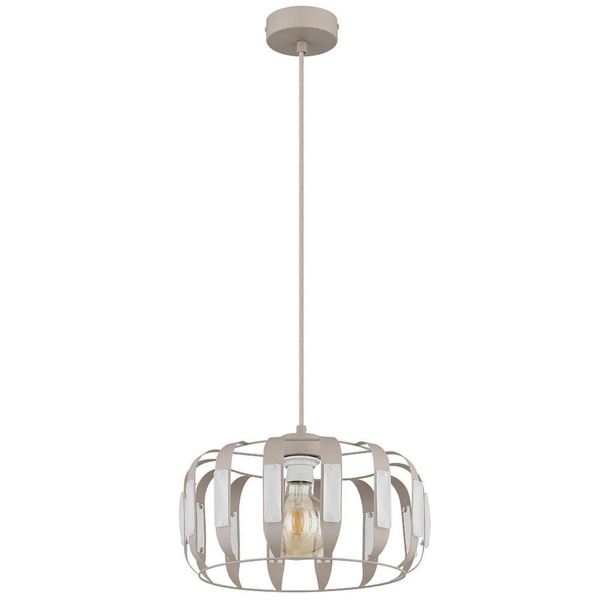 LED PENDELLEUCHTE ARLEN Metall weiß matt, 1x E27, höhenverstellbar - Weiß, Glas (35/35/120cm) - Globo Lighting