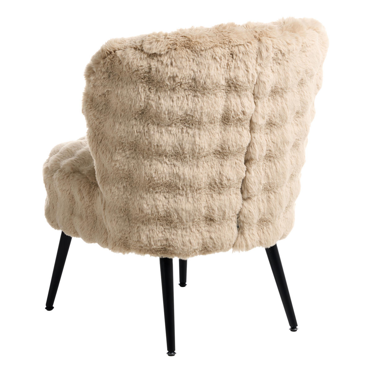 SESSEL Webpelz Beige Voss - Beige/Schwarz, Textil (60/76/52cm) - Beliani