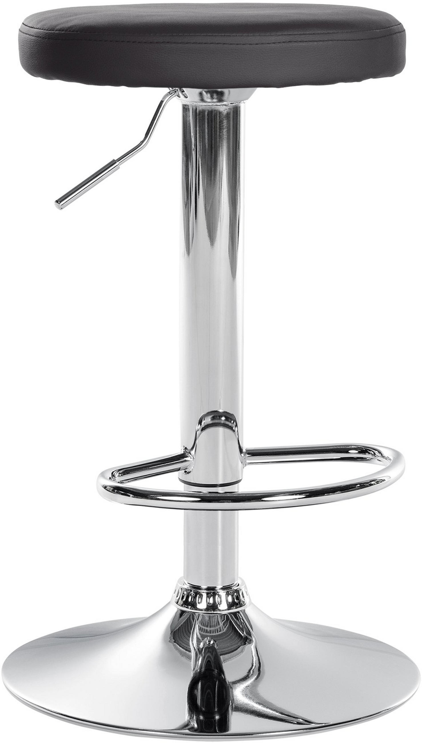 BARHOCKER Pontius Kunstleder chrom schwarz - Chromfarben/Schwarz, Kunststoff/Metall (38.5/81/38.5cm) - TPFLiving