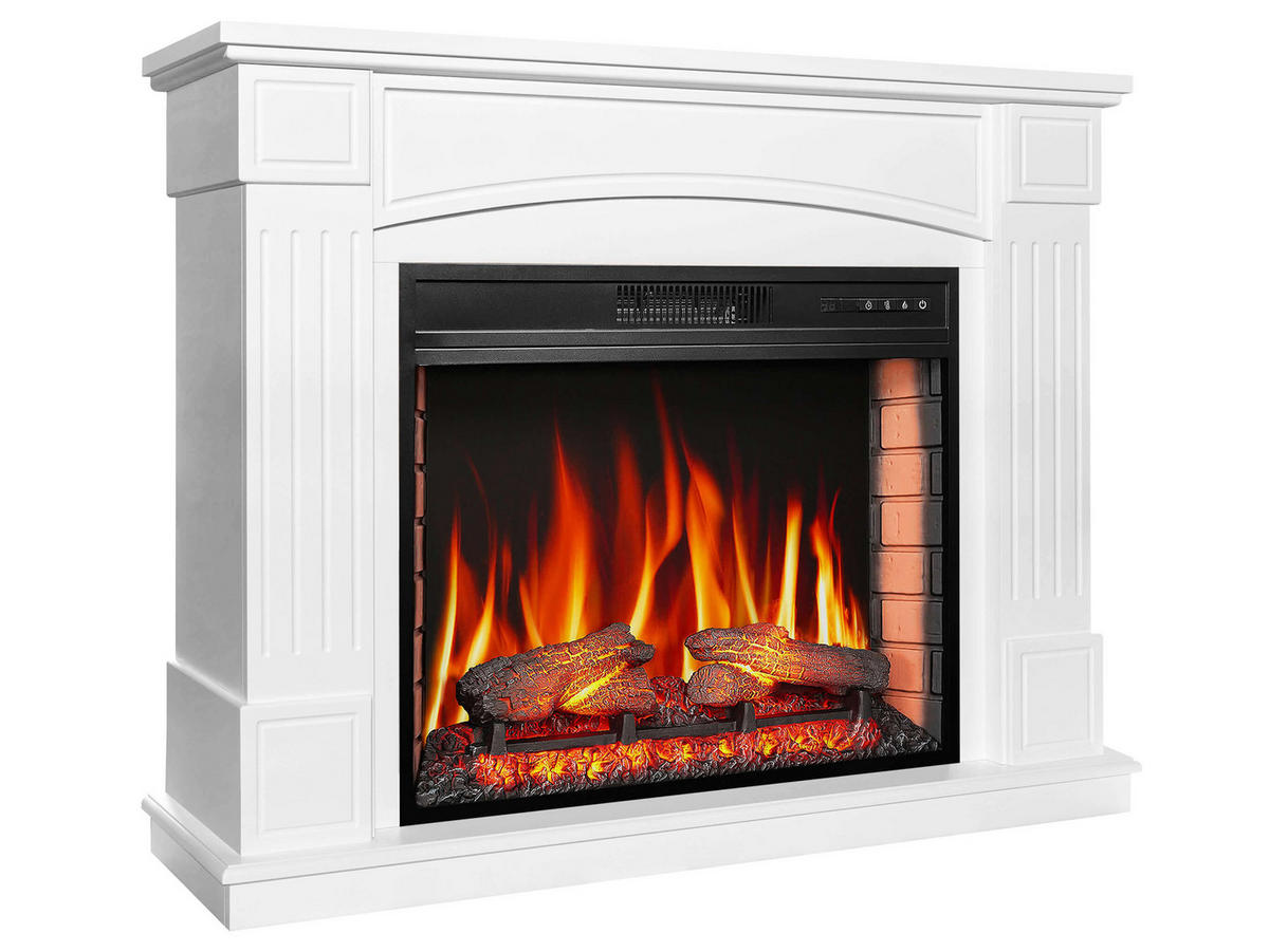 ELEKTROKAMIN Boston AF28S Weiß – Breite 77 cm, 3D-Flammeneffekt, LED-Beleuchtung, Heizfunktion - Weiß, Glas/Holzwerkstoff (114/90.3/34cm) - ArtiFlame