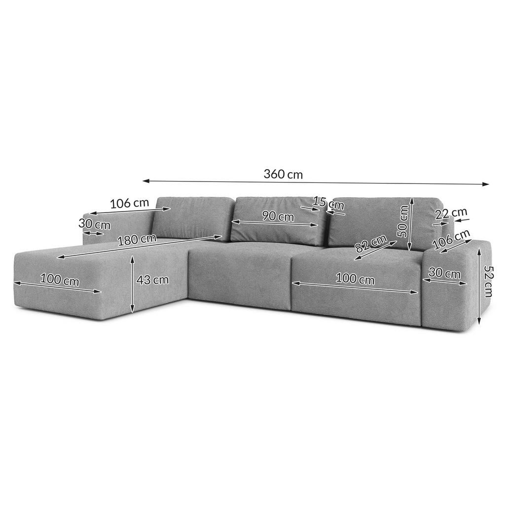 Thumbnail - AX Living Ecksofa, Dunkelgrün, Textil, Uni, 6-Sitzer, Füllung: Polyurethan (Pur), L-Form,L-Form, rund, 360x180 cm, Wohnz...
