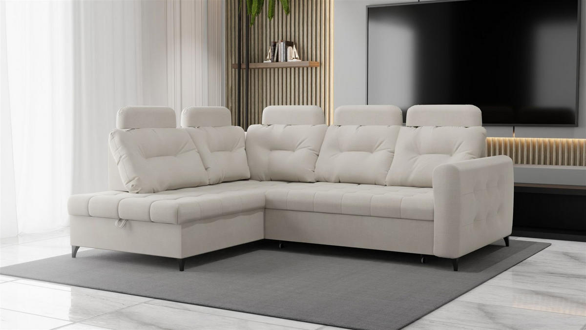 ECKSOFA Wendie - Beige, Holzwerkstoff/Textil (200/250cm) - Fun Möbel