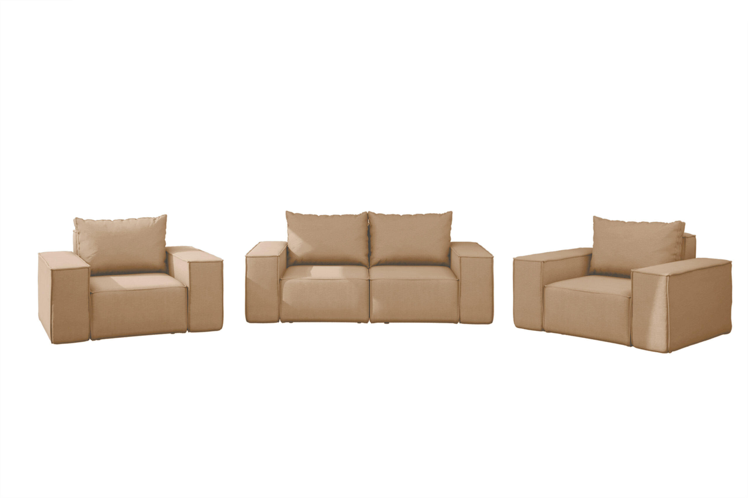 LOUNGEGARNITUR 2 1 1 Gartenmöbel Sonne Cappucino - Cappuccino, Holz - Kaiser Möbel