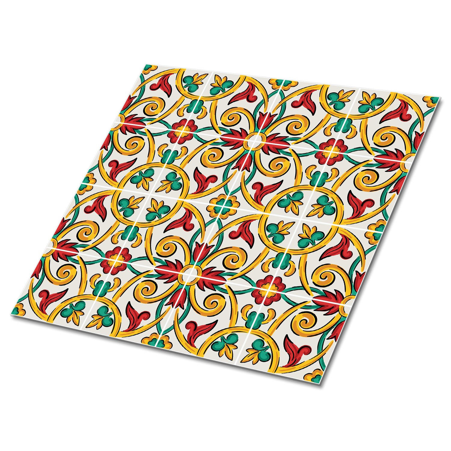 FLIESENAUFKLEBER 9 Stück 30x30 cm selbstklebend Palermo-Muster - Multicolor, Textil (30/1.6/30cm) - TULUP