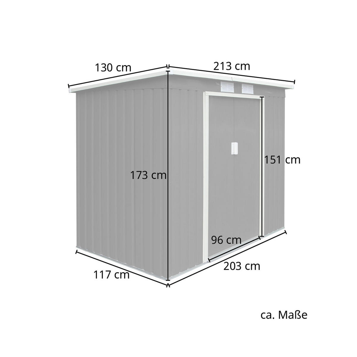 GERÄTEHAUS P100 Metall Hellgrau - Grau, Metall (130/173/213cm) - HATTORO