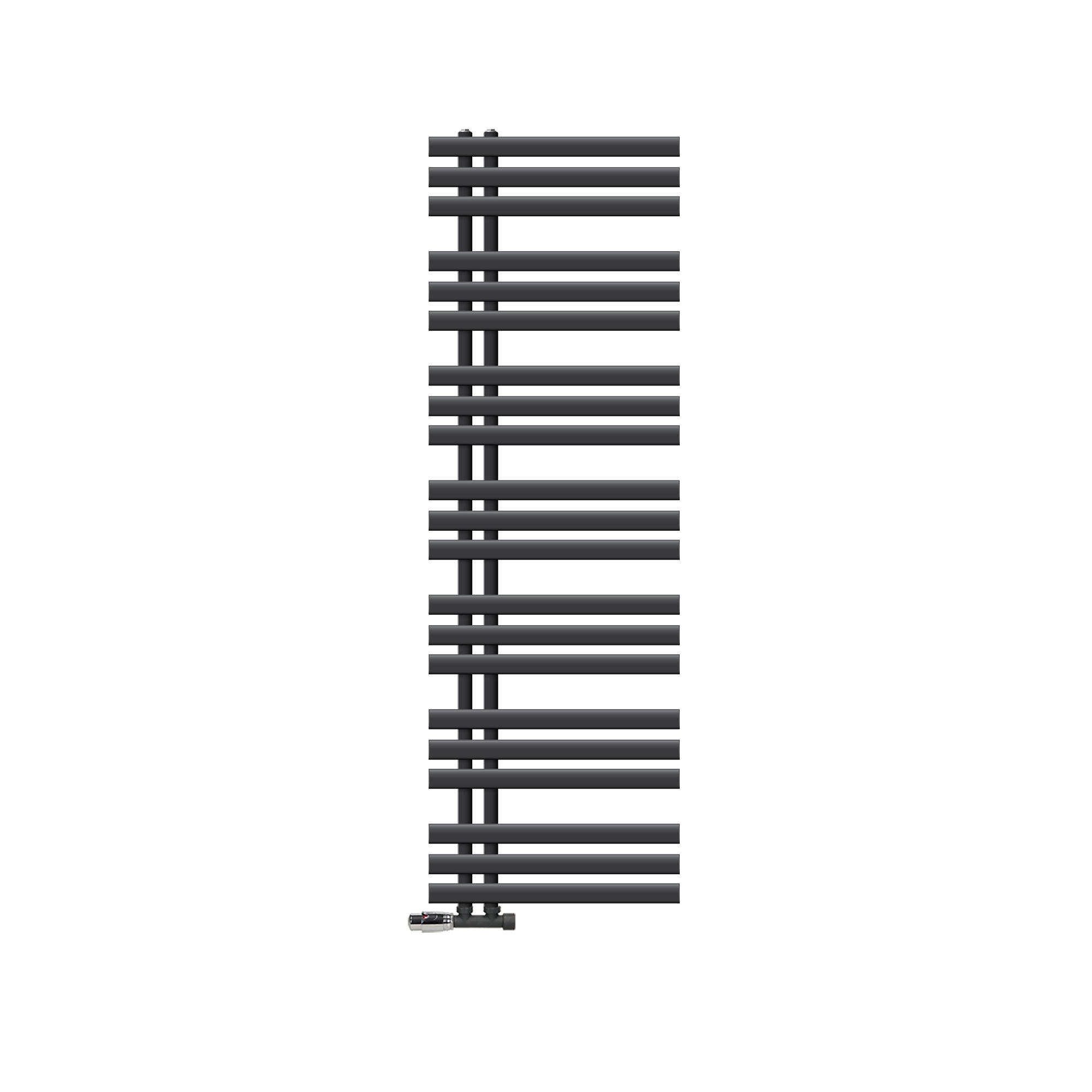 BADHEIZKÖRPER Iron EM 500x1600 mm Anthrazit mit Ventil Eckform - Anthrazit, Metall (50/160/3cm) - LuxeBath