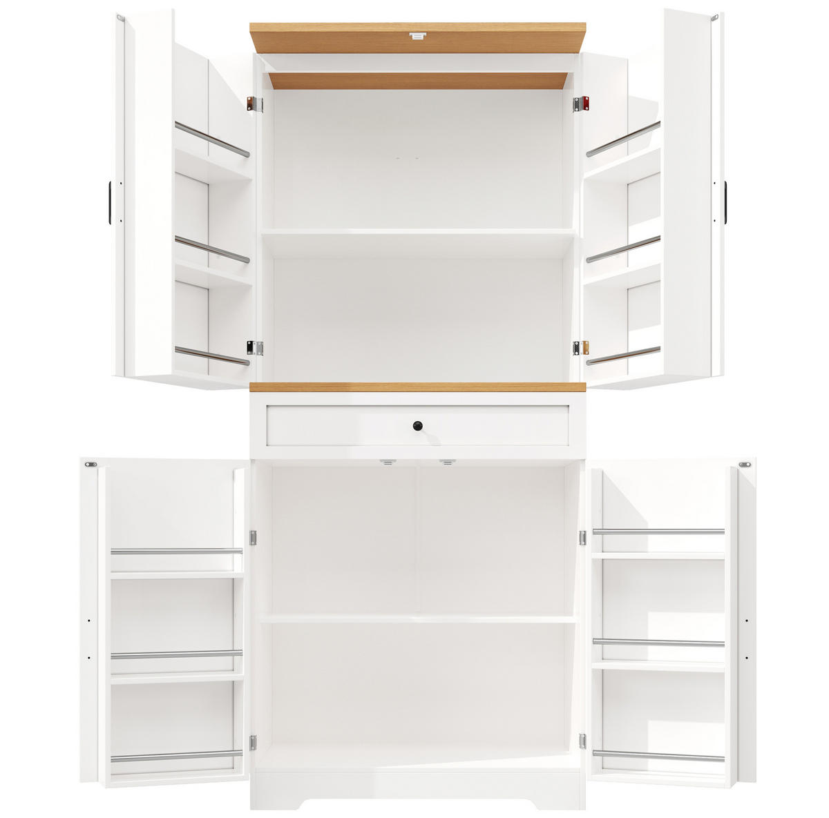 KÜCHENSCHRANK mit Schubladen 80x40x180 cm Weiß - Weiß, Holzwerkstoff (40/180/80cm) - Meubliv