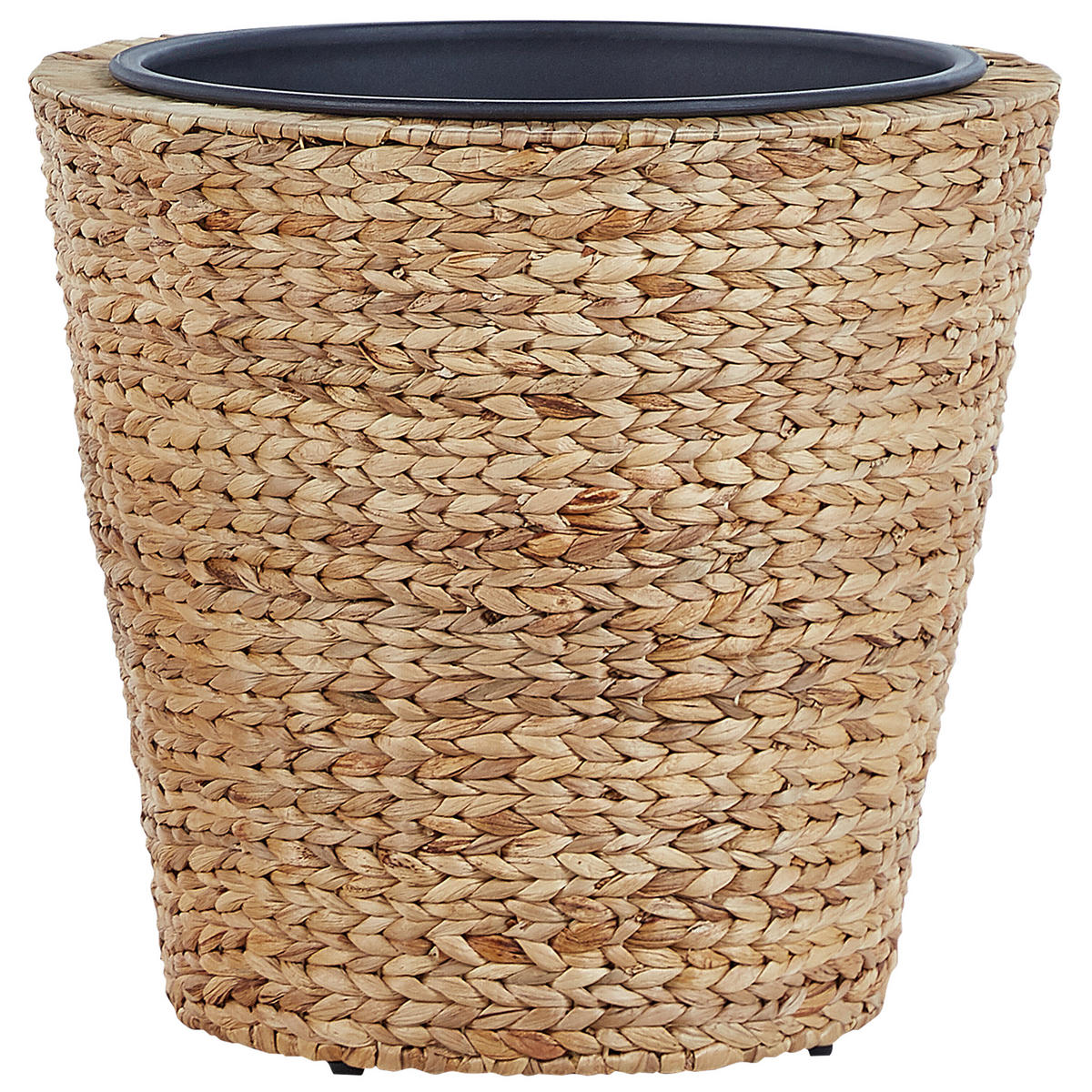 BLUMENTOPF 3er-Set Wasserhyazinthe natürlich rund 49-35/37-26/29-21 cm Plaka - Beige/Schwarz, Naturmaterialien (47cm) - Beliani