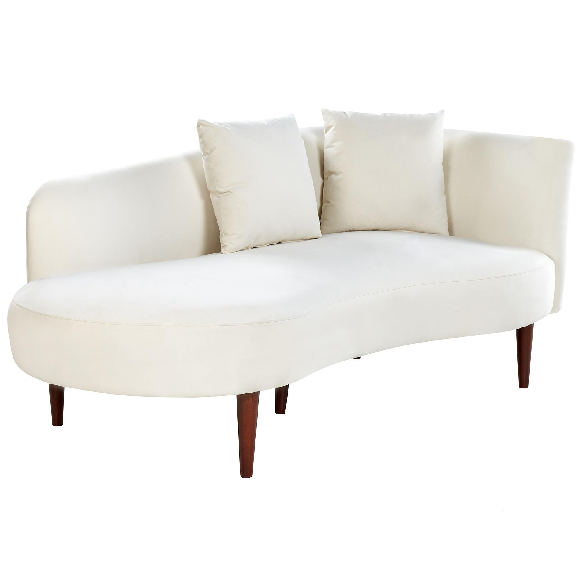 CHAISELONGUE Samtstoff creme rechtsseitig Chaumont - Dunkelbraun/Weiß, Textil (168/75/66cm) - Beliani