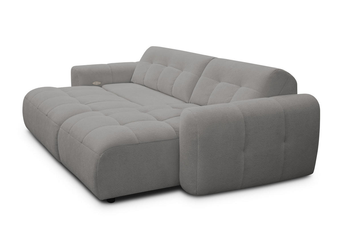 ECKSOFA LUMERO 4-Sitzer RECHTS, taupe - Taupe/Schwarz, Holz/Textil (275/166cm) - Courtois Laville