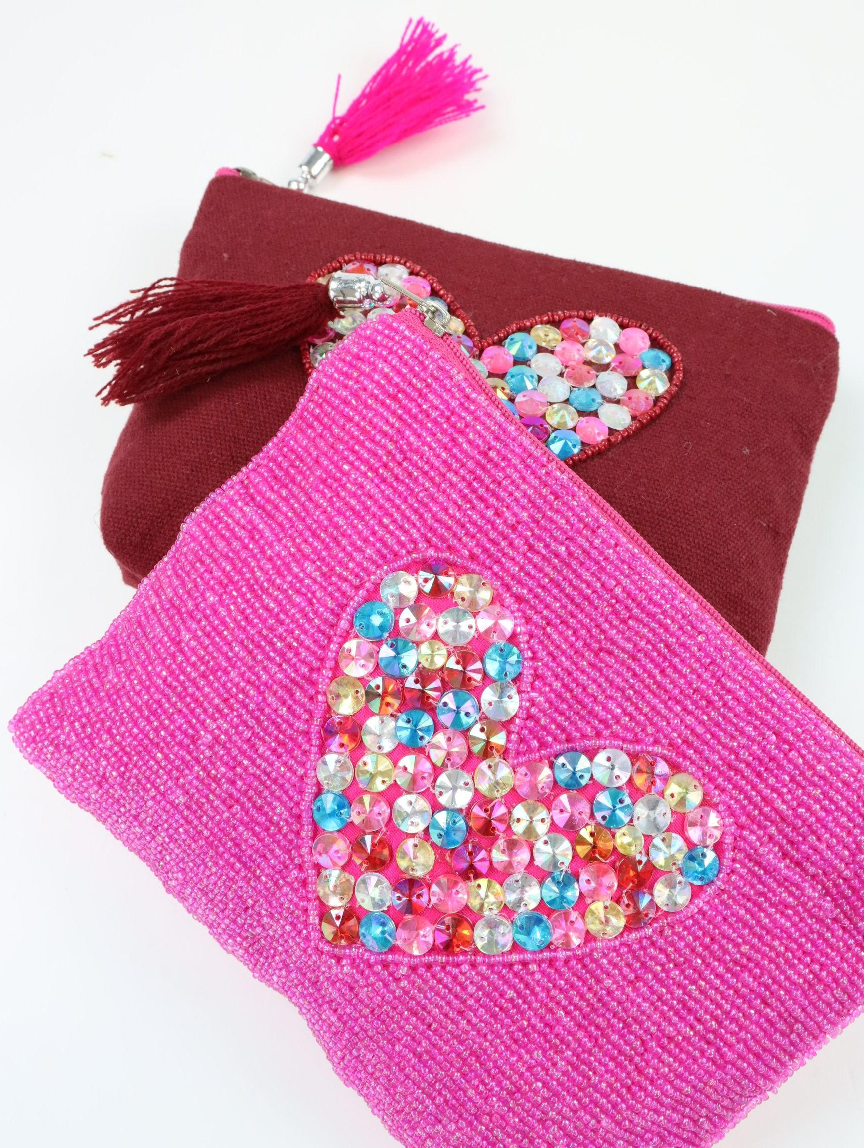 TÄSCHEN Hearts 4er-Set 10,5x13,5cm - Multicolor, Textil (13.5/10.5/1cm) - FURNARO