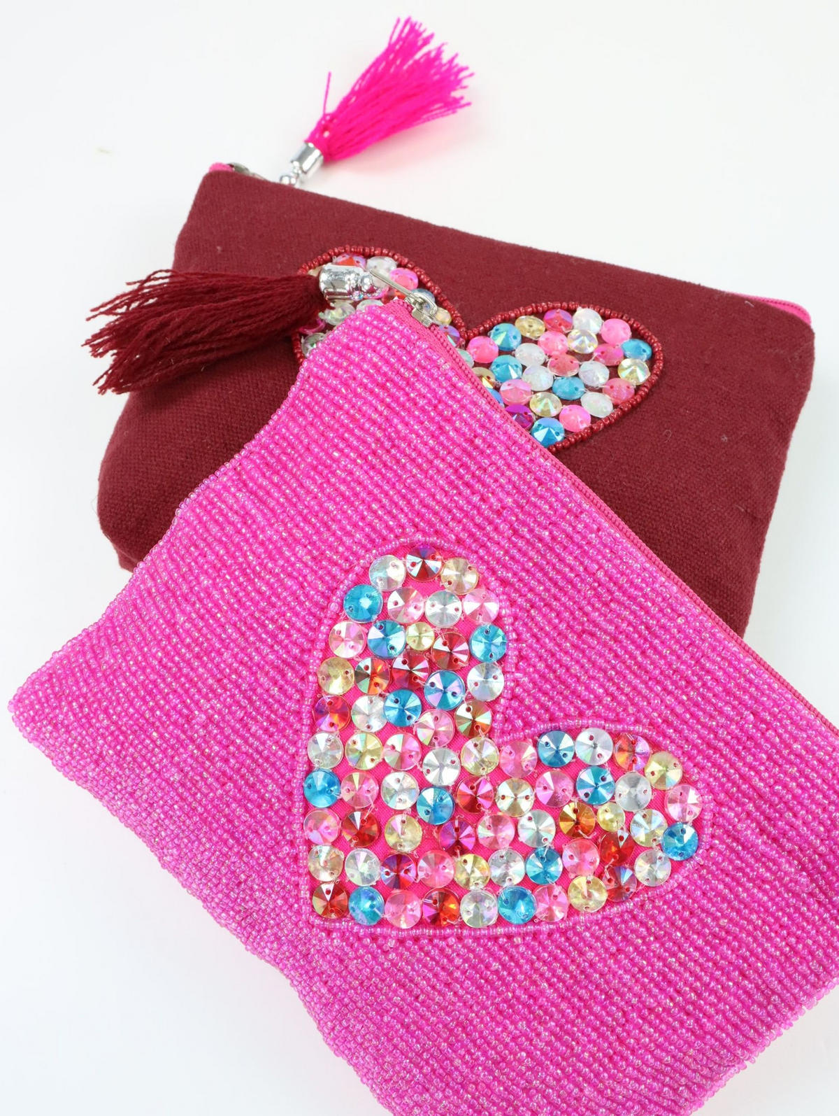TÄSCHEN Hearts 4er-Set 10,5x13,5cm - Multicolor, Textil (13.5/10.5/1cm) - FURNARO