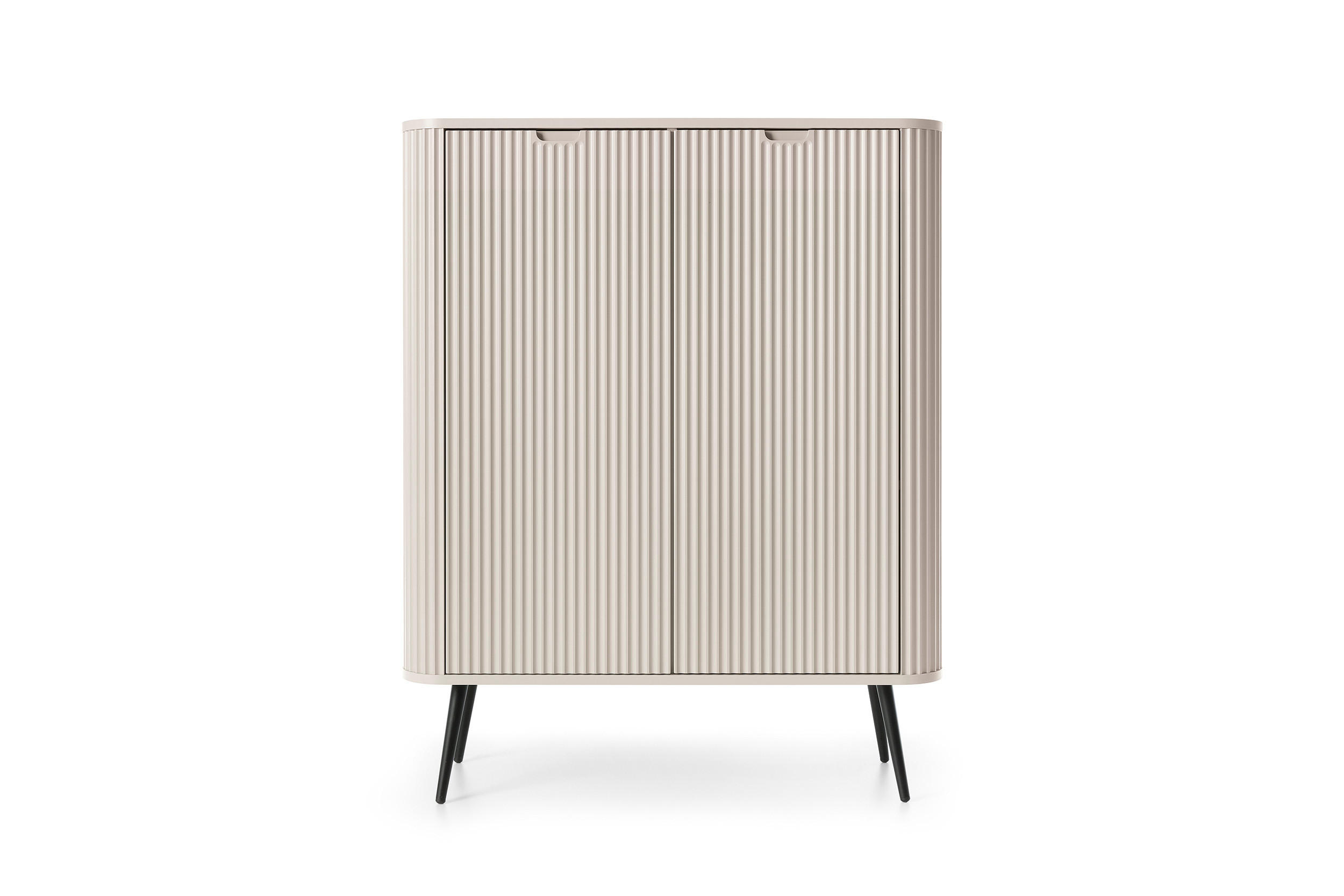 KOMMODE ZOVA - K-103, mit 6-Regalen, Metallfüße 103x39x129 cm CASHMERE - Schwarz, Holzwerkstoff/Kunststoff (103/129/39cm) - DomoHome