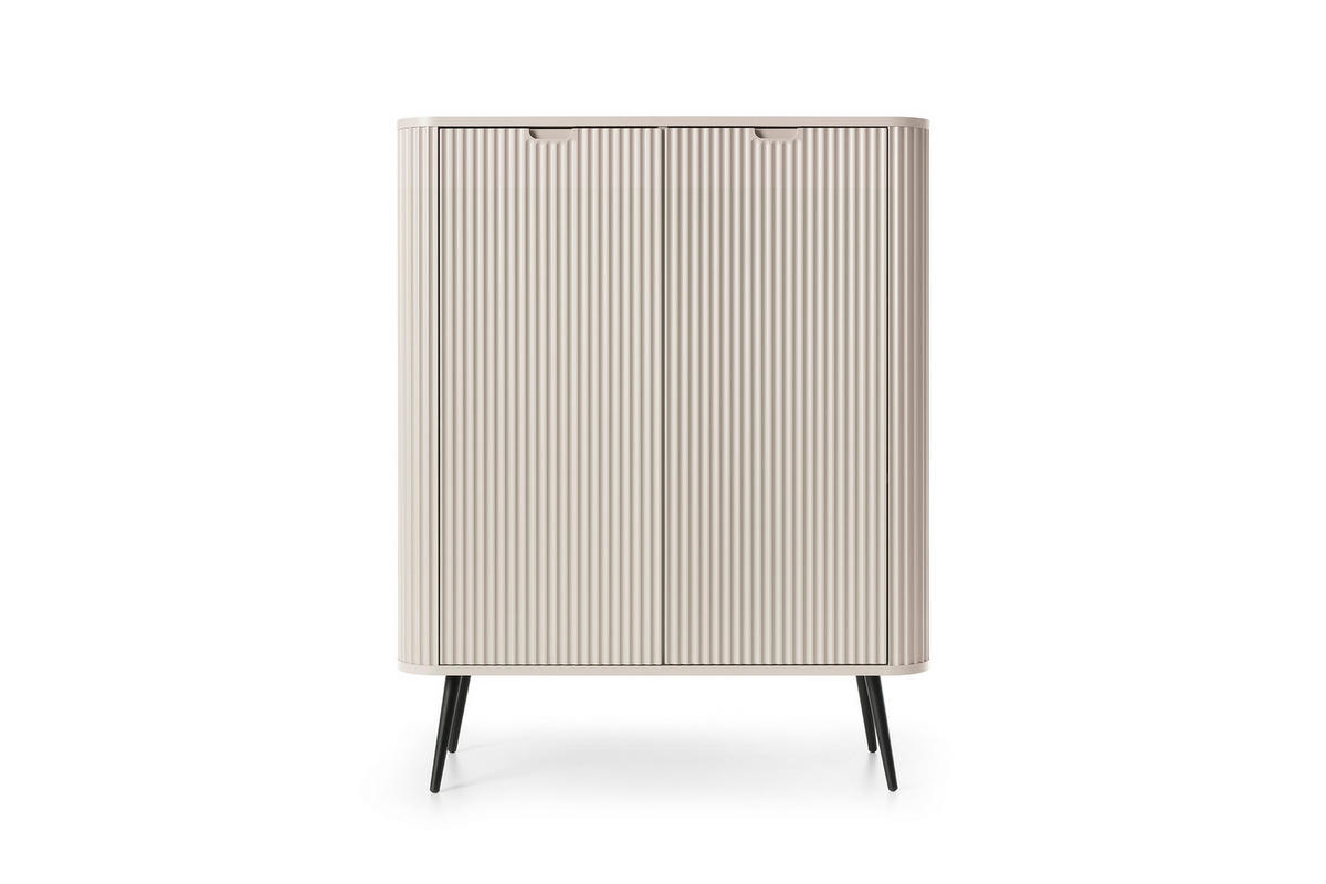 KOMMODE ZOVA - K-103, mit 6-Regalen, Metallfüße 103x39x129 cm CASHMERE - Schwarz, Holzwerkstoff/Kunststoff (103/129/39cm) - DomoHome