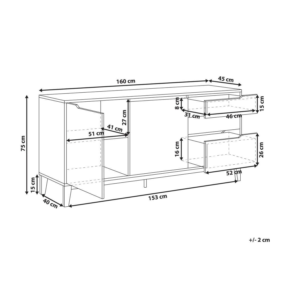 SIDEBOARD se 2 dveřmi Světle hnědý Moncton - světle hnědá, kompozitní dřevo (160/75/45cm) - Beliani