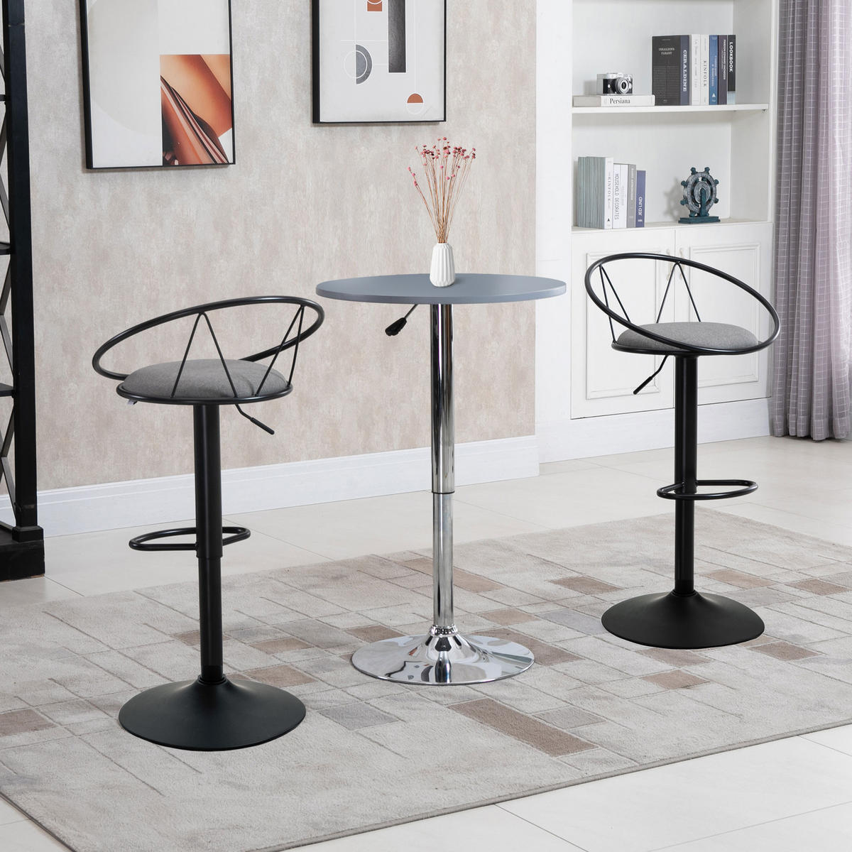 BARHOCKER 2er-Set DE-14682 höhenverstellbar & schwenkbar Grau - Grau, Metall (46/100/51cm) - ComfortXL