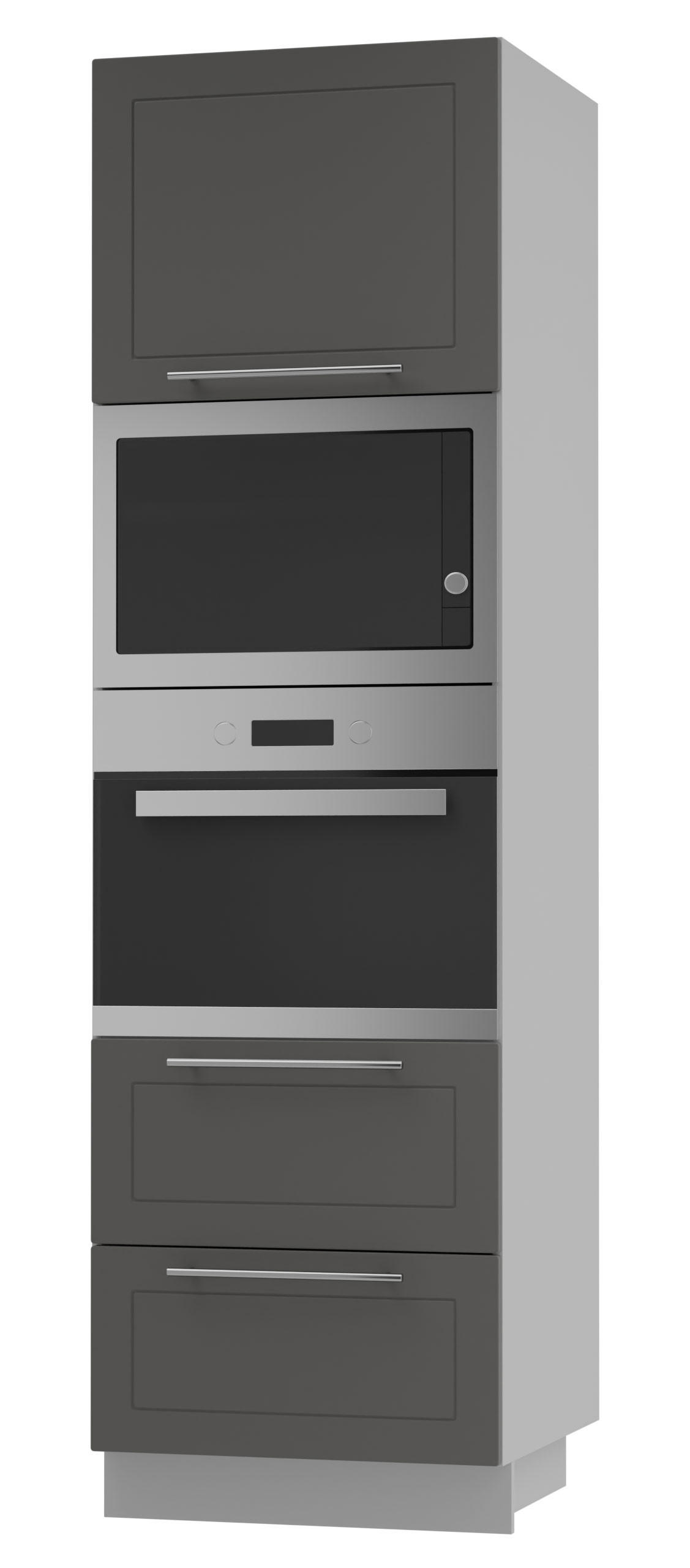 Feldmann-Wohnen Backofen-Hochschrank Graphit, Grau 60x207x59 cm