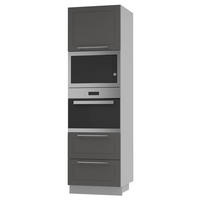 BACKOFEN-HOCHSCHRANK Kvantum D14/RU/2A/284 Graphit Matt / Grau Matt 60 / 59 / 207cm - Graphitfarben/Grau, Holz/Holzwerkstoff (60/207/59cm) - Feldmann-Wohnen
