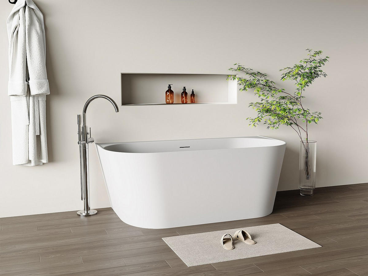 VORWANDBADEWANNE - 1 Person - Acryl - Weiß - Weiß, Kunststoff (160/57.5/75cm) - Vente-Unique