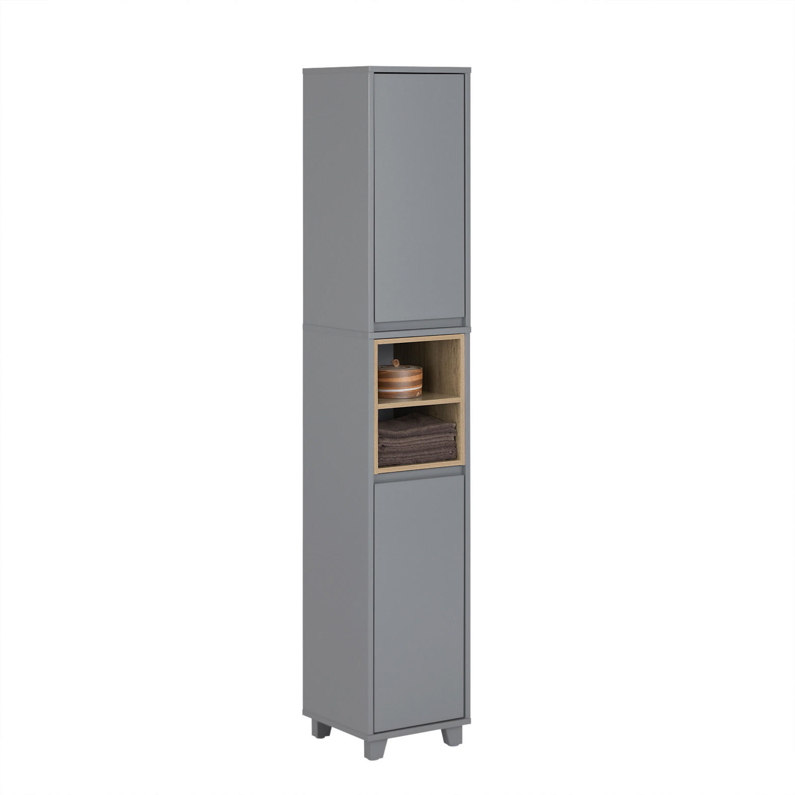 HOCHSCHRANK Dunkelgrau - Grau, Holzwerkstoff (30/170/30cm) - SoBuy