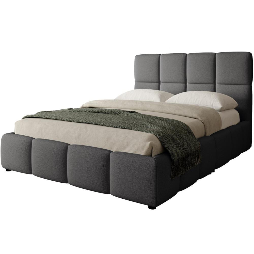 POLSTERBETT Nostro mit Bettkasten 180x200 cm dunkelgrau - Dunkelgrau/Schwarz, Textil (180/200cm) - Beautysofa