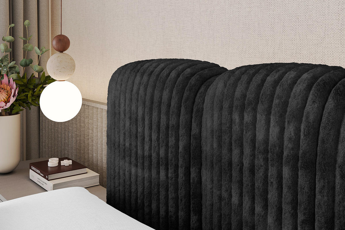 BOXBETT mit Matratze H4 - NINA - 160x200 cm - Schwarz - Graubraun, Holzwerkstoff (160/200cm) - ALTDECOR