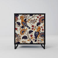 SIDEBOARD EMINENT HOOPOE, Schwarz, 57,5x42x67,5 cm, Schwarze Metall-Rahmenfüße - Multicolor/Schwarz, Holzwerkstoff/Metall (57.5/67.5/42cm) - SpaceRebels