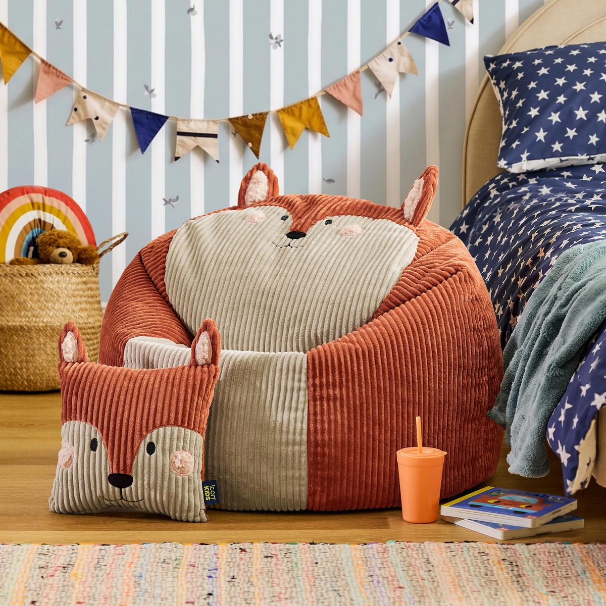 KINDERSITZSACK Cord Fuchs - Terracotta, Textil (74/53/74cm) - icon