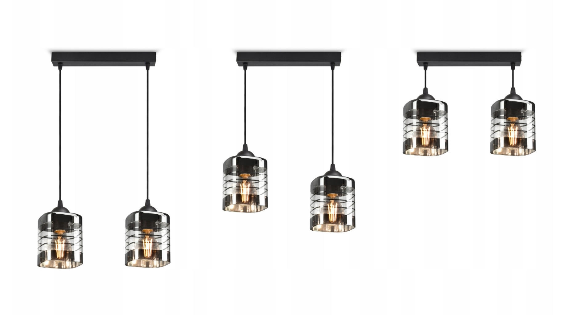 PENDELLEUCHTE TRAGLAS - Transparent/Schwarz, Glas/Metall (10/35/80cm) - kiki design