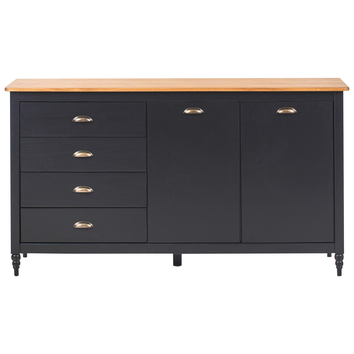 SIDEBOARD se 2 dveřmi Borovicové dřevo Černý Shillington - černá, dřevo (150/83/40cm) - Beliani