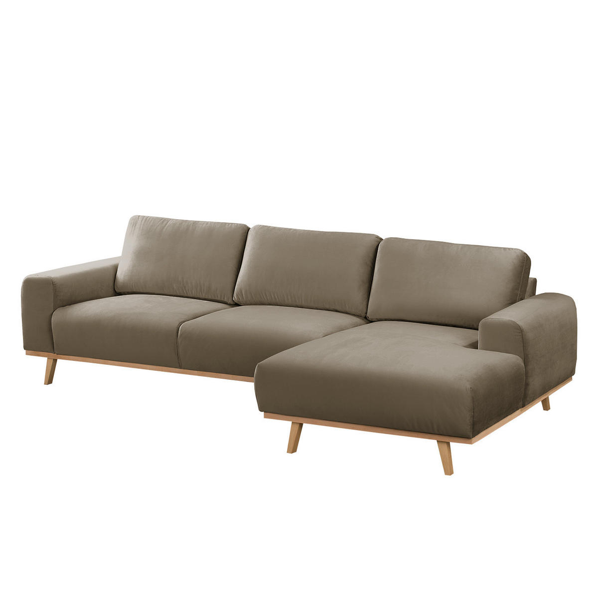 ECKSOFA - Samt - Cappuccino, Textil (286/152cm) - home24