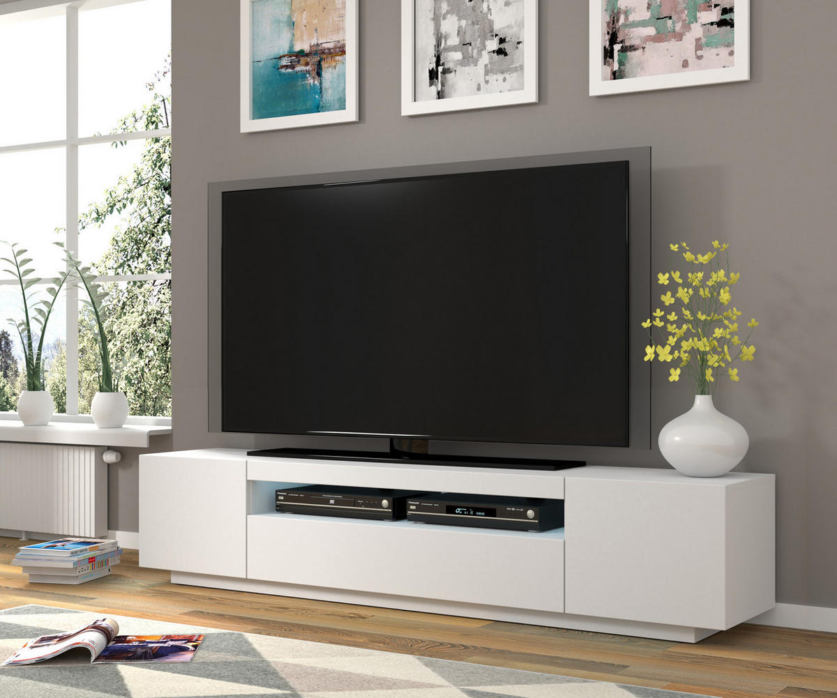 TV LOWBOARD Weiß 200/42/37 - Weiß, Holzwerkstoff (200/42/37cm) - RAUMHIRSCH FURNITURE