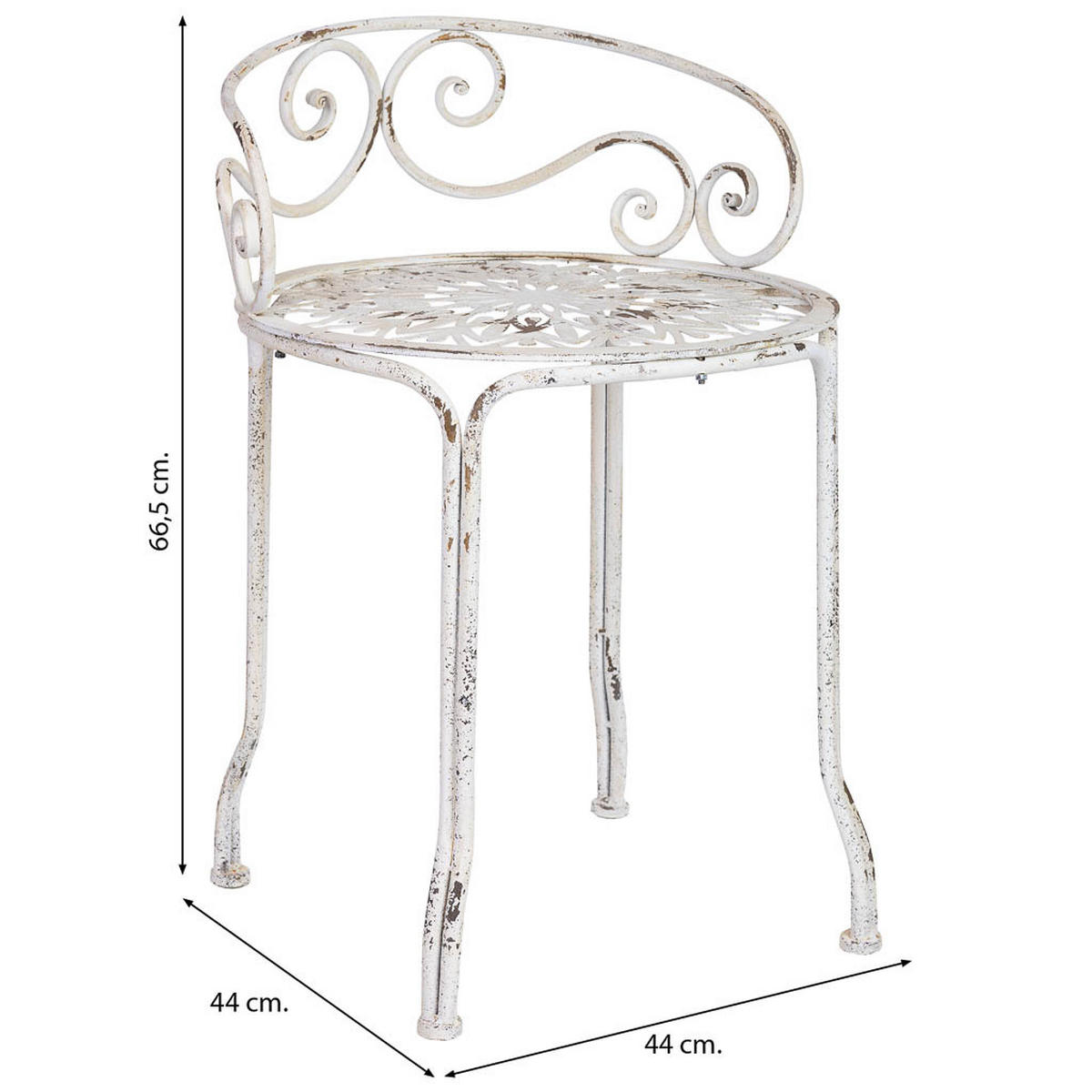 HOCKER aus Metall, 44x67cm - Weiß, Metall (44/66/44cm) - Wanderlust