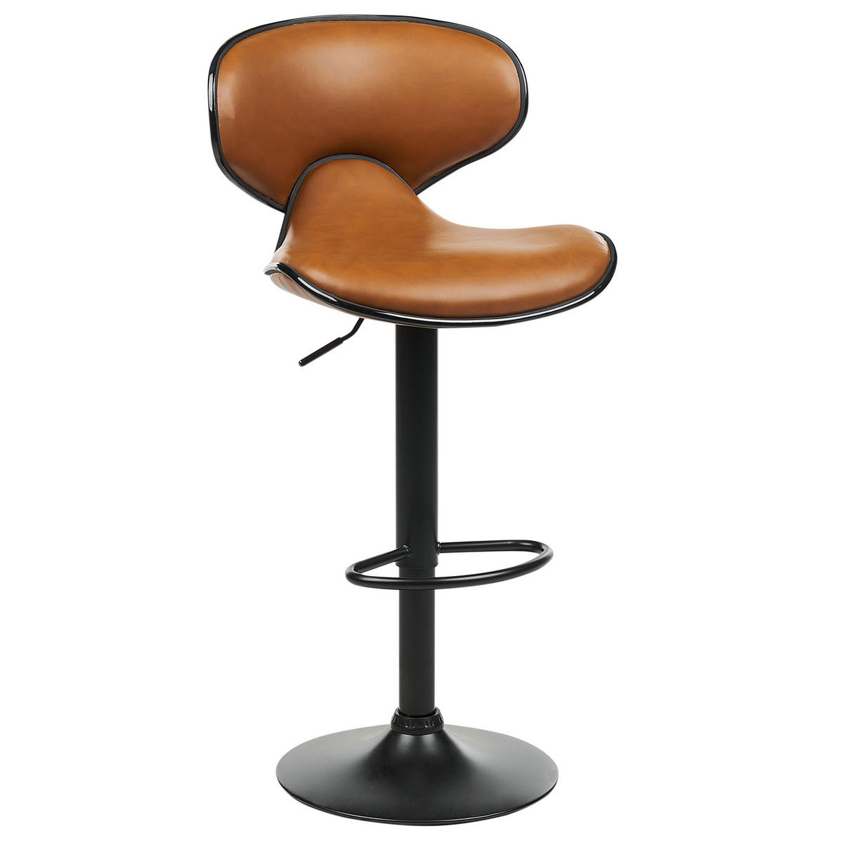 BARHOCKER 2er-Set Kunstleder goldbraun/schwarz höhenverstellbar Conway - Schwarz/Braun, Kunststoff (46/109/50cm) - Beliani