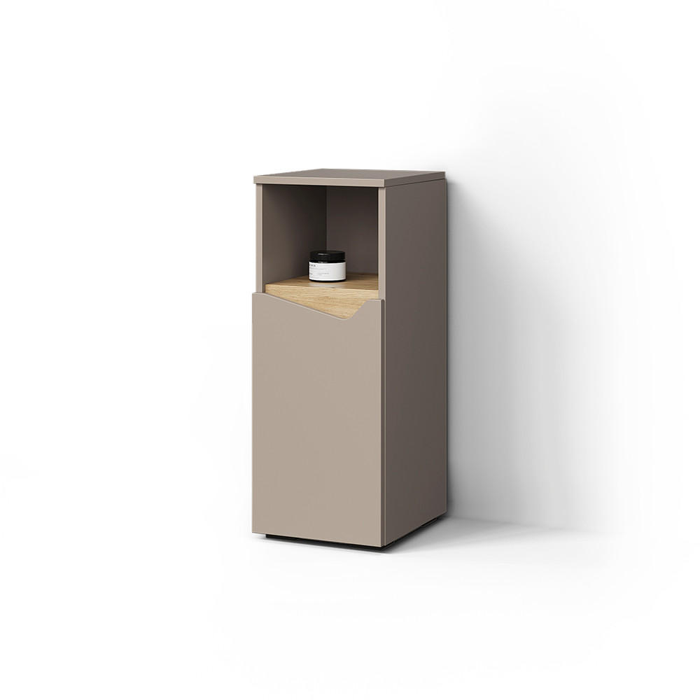 MIDISCHRANK Timavo Greige 30 x 74.5 cm mit Tür und offenem Fach - Greige, Holzwerkstoff (30/74.5/35cm) - Livinity®