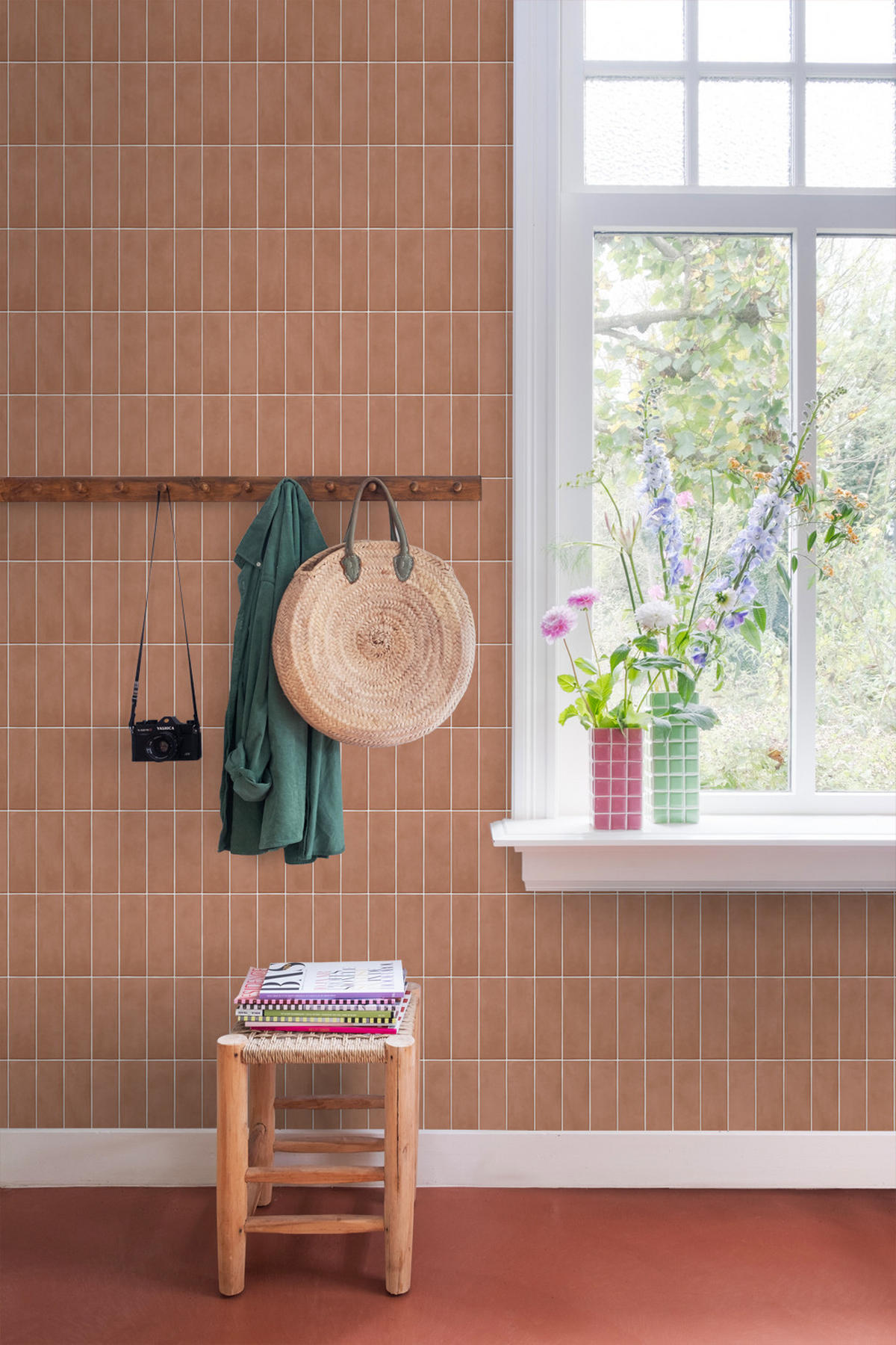 TAPETE Fliesenmuster 50 x 900 cm - Terracotta, Papier (50/900cm) - ESTAhome