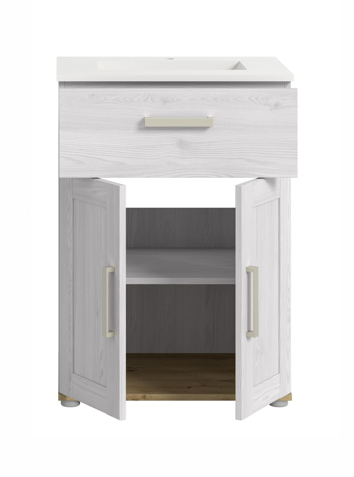 WASCHTISCH inkl. Waschbecken VERONA (B/H/T: ca. 60/82/46 cm) in Sibiu Lärche Nachbildung/Sibiu Lärche Nachbildung - Lärchefarben, Holzwerkstoff (60/82/46cm) - Homes & Jones