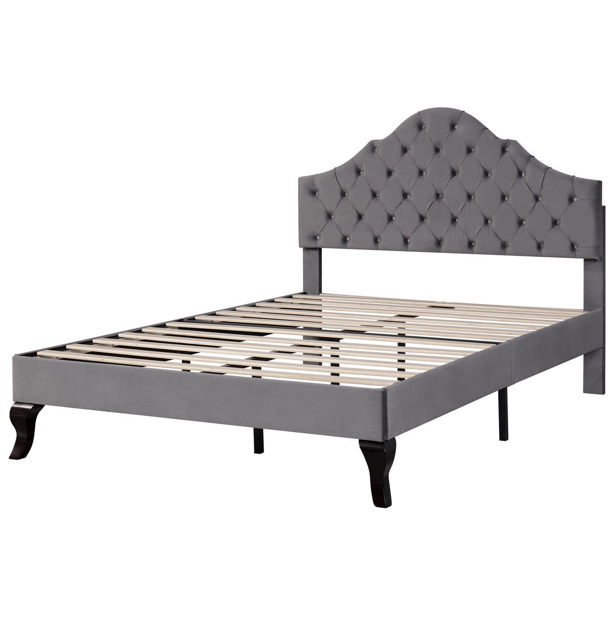 POLSTERBETT 140/200 cm grau mit Lattenrost und höhenverstellbarem Kopfteil - Grau, Textil (140/200cm) - OKWISH