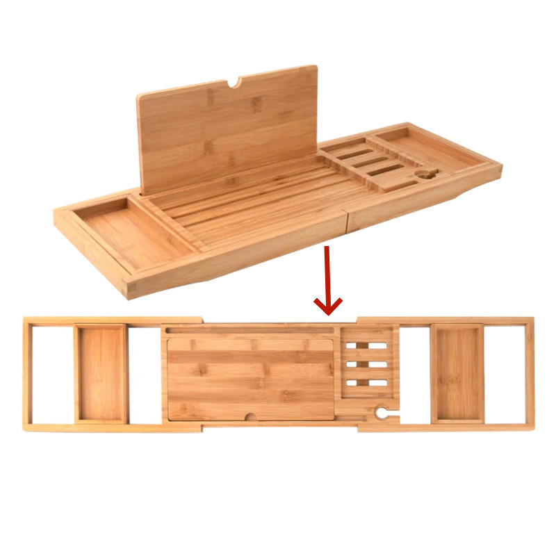 BADEWANNENABLAGE,BAMBUS, Ausziehbar, (60–87) cm × 20 cm - Braun, Holz (20/3/87cm) - Weltevree