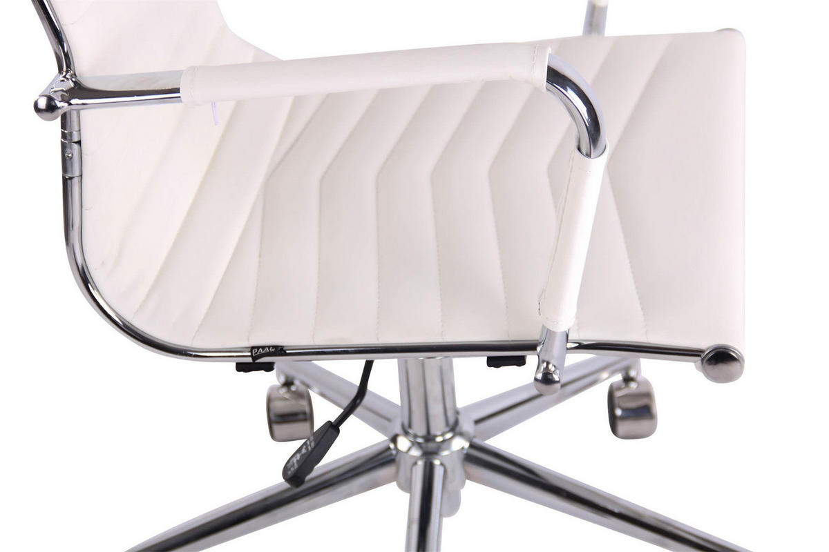 DREHSTUHL Lederlook weiß - Chromfarben/Weiß, Textil/Metall (57/110/65cm) - CLP
