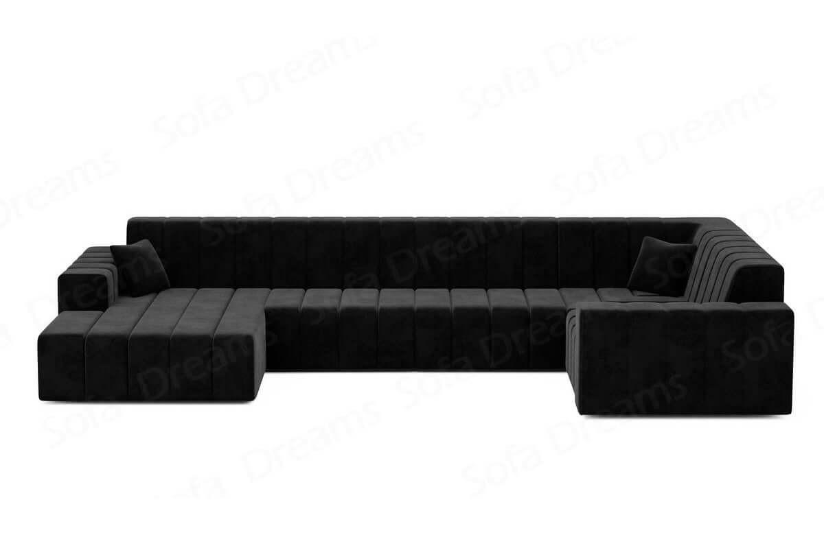 WOHNLANDSCHAFT Astra Schwarz Samtstoff - Schwarz, Kunststoff (326/73/186cm)